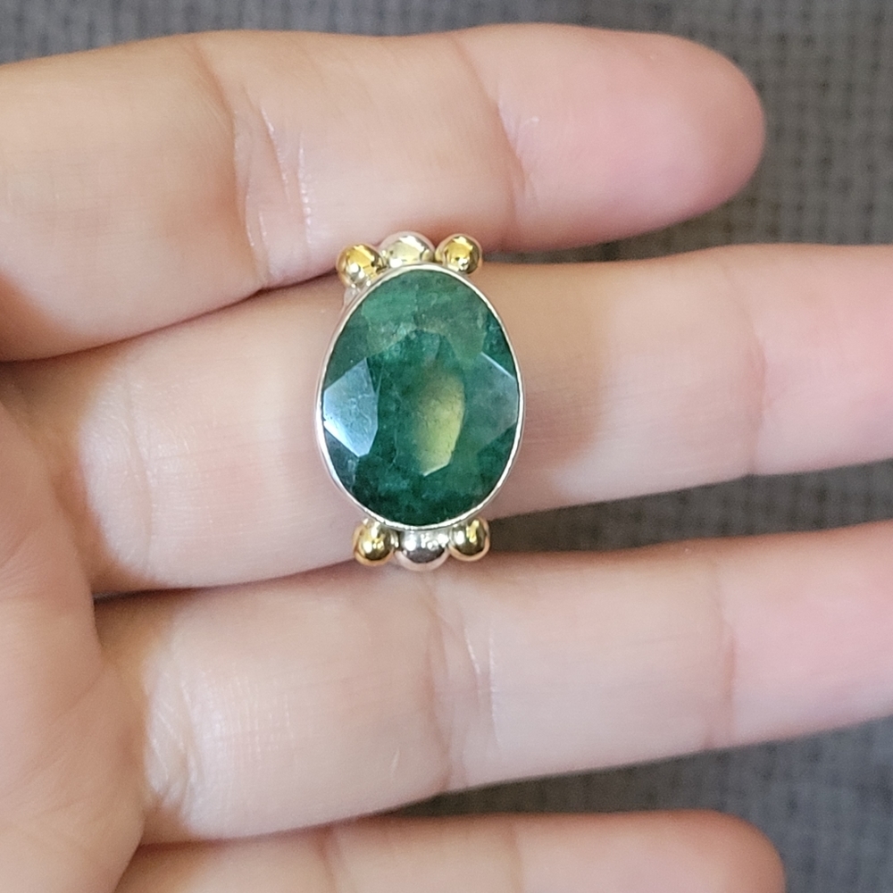 Shivam Faceted Emerald💚 Colored Beryl Statement Ring💍 - NWT - Picture 9 of 16